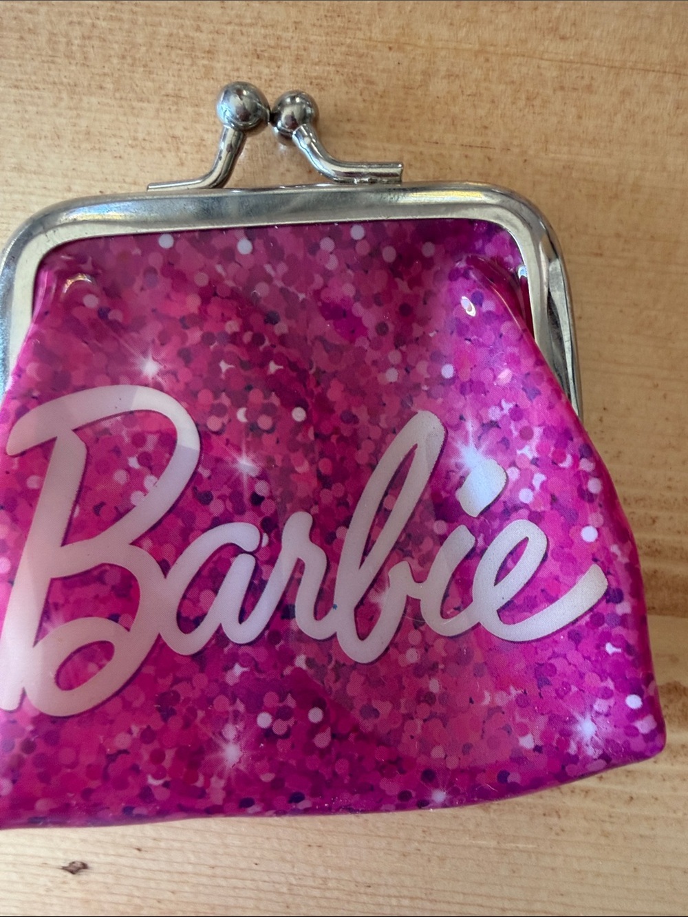 Mattel Barbie Hot Pink Glitter Kiss-Lock Coin Purse